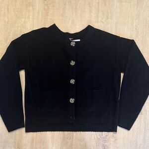 Free People Black Knit Button Cardigan